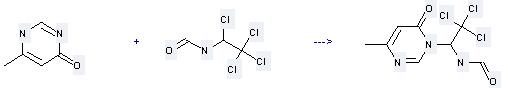 4-Hydroxy-6-methylpyrimidine can be used to produce N-[2,2,2-trichloro-1-(4-methyl-6-oxo-6H-pyrimidin-1-yl)-ethyl]-formamide at the ambient temperature